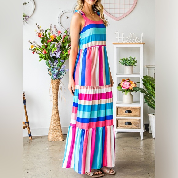 STRIPED SLEEVELESS MAXI DRESS - Picture 6 of 7